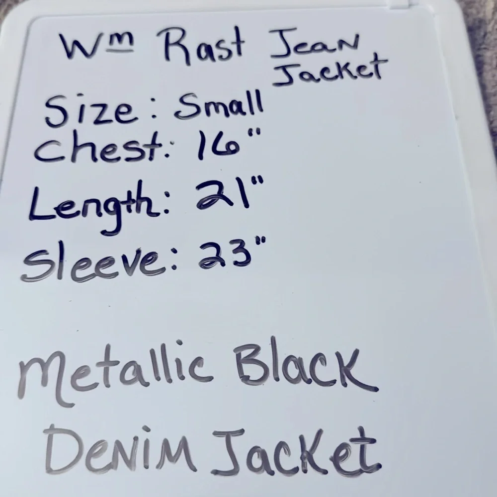NWOT William Rast Women's Small Black Metalic Jean Jacket With Rivet Buttons